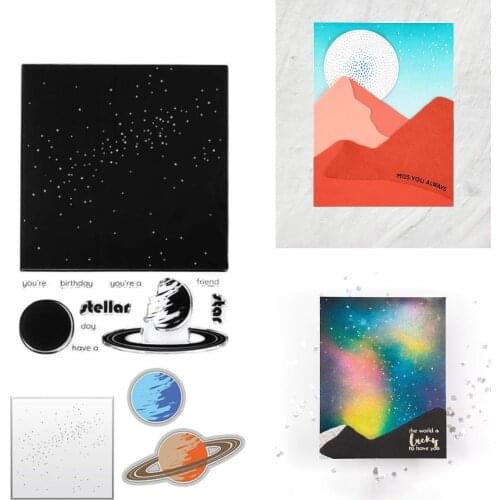 Starry Sky Planet Moon Cutting Dies and Stamps Scrapbook Dariy Decoration Stencil Embossing Template Diy Greeting Card Handmade