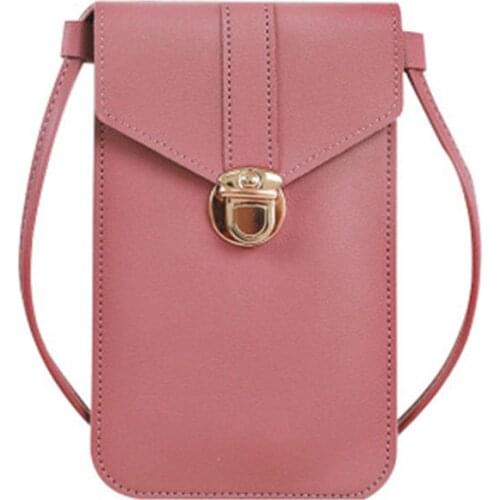 Womens crossbody bag Pu leather touch screen mobile wallet female retro student buckle shoulder bag purses and handbags torebka