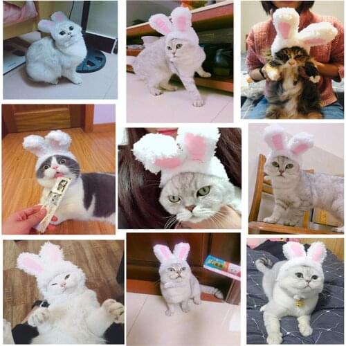 Funny Cute Pet Costume Cosplay Rabbit Hat Cap For Cat Halloween Xmas New Year Clothes Fancy Dress Small Dogs Accessories