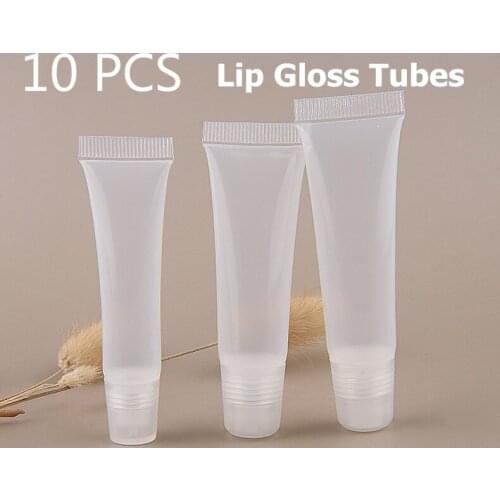 0Pcs/Pack Empty Container For Lip Gloss Lips Glaze Tube Refillable Bottles Makeup Cosmetics Soft Tubes Clear Bottle Tools