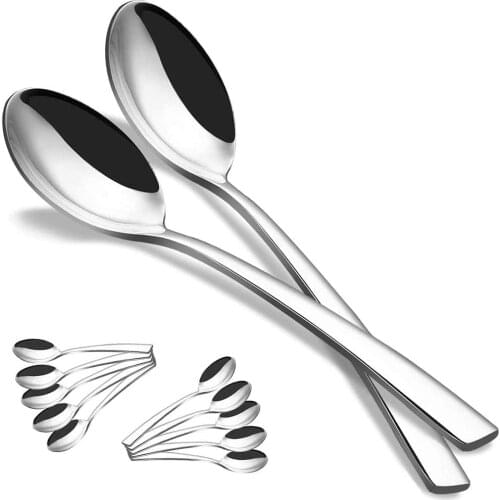 12PCS Fashion Stainless Steel Dessert Spoons Tea Spoons Dinnerware Set Flatware Cutlery set Mirror Polished Modern Spoons