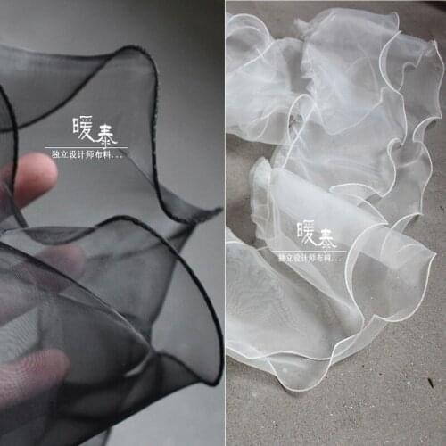 18.5cm Wave Lace Trim Black White Double Layers Organza DIY Ruffle Collar Cuff Decor Wedding Dress Hem Designer Accessories