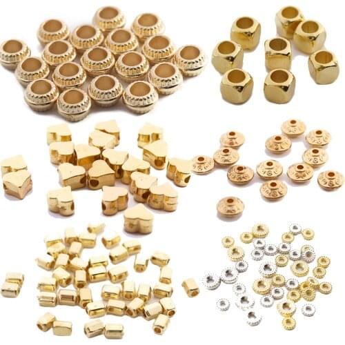 200pcs CCB Charm Spacer Beads Gold Silver Color Star Heart Round Spacer Beads End Caps Beads DIY Jewelry Making Findings