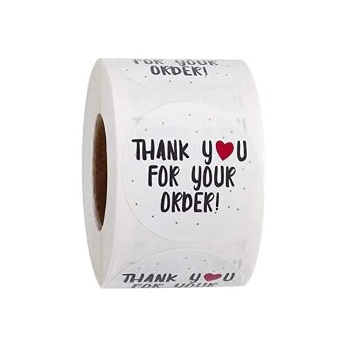 500pcs kraft paper thank you sticker with heart seal label for business bag kids toy wedding party decoration sticker