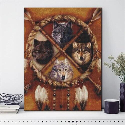 Wolf 5D Full Round cartoon diamond painting Painting Embroidery Animal Diamond art Mosaic Cross Stitch Home Decor