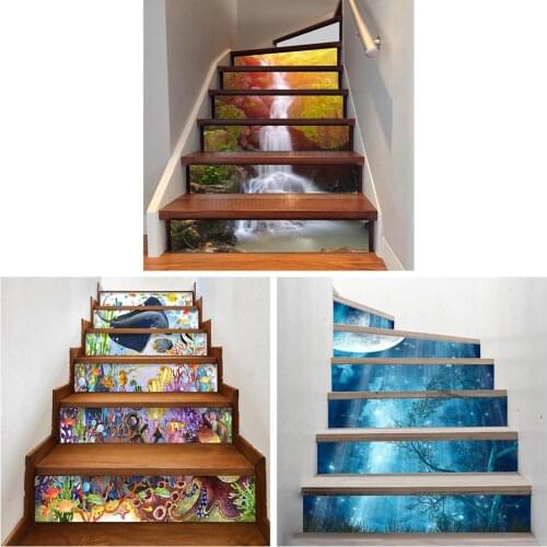 3D Self-Adhesive Set Vinyl Stair Stickers Tile Wall Stair Wallpaper