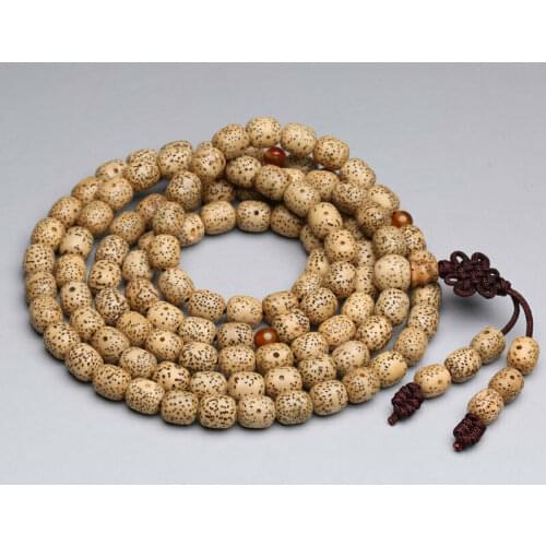 9x7mm Tibetan Buddhism 108 Old star&moon bodhi seed Prayer bead Mala Necklace