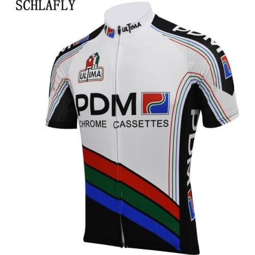 White classic pdm cycling jersey short sleeve summer bike wear jersey road jersey cycling clothing schlafly cycling top