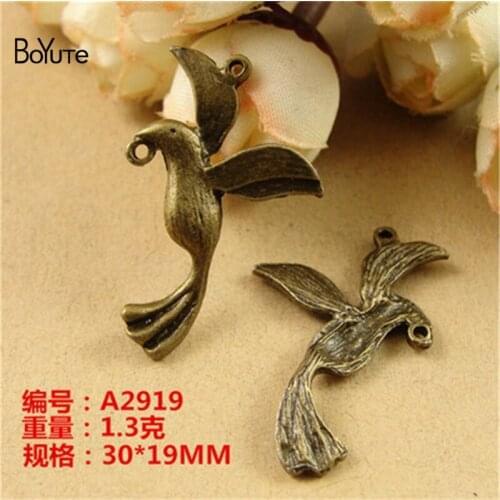 BoYuTe (50 Pieces/Lot) 30*19MM Fashion Accessories Antique Bronze Plated Zinc Alloy Hummingbird Charm Pendant Jewelry Findings
