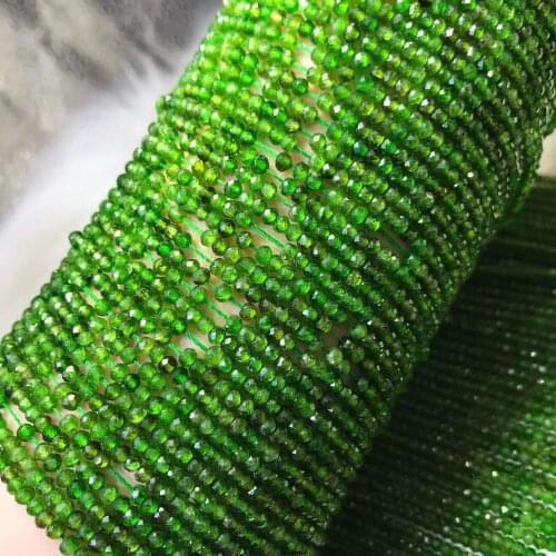 AAA LOOSE BEADS green Diopside Roundelle faceted 2*3mm Wholesale for DIY Jewelry Necklace 32cm