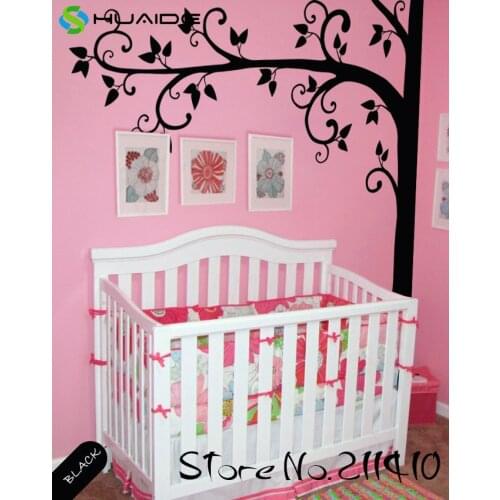 Black Tree Baby Wall Decals Babykamer Muurstickers Bomen White Tree Wall Tattoo Removable DIY Vinyl Wall Art Mural JW206A