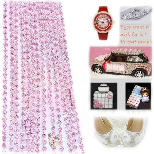 Pulaqi DIY SS6 1Yard Rhinestones for Clothing Stones and Crystals Cup Chain Rhinestone Trim Sew on Ornament Accessories Cheap E