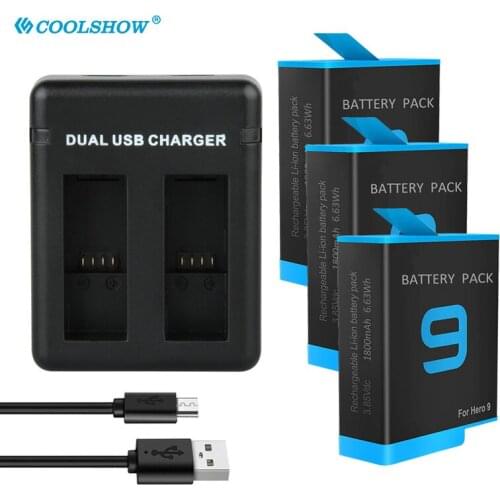 For GoPro Hero 9 Black 1800mAh Li-ion AHDBT-901 Batteria Camera Accessories / For go pro hero 9 Battery Charger