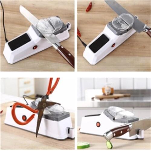 Electric Knife Sharpener Adjustable For Kitchen Knives Sharpening Scissor White Medium And Fine Grinding Blade Grindstone Tools