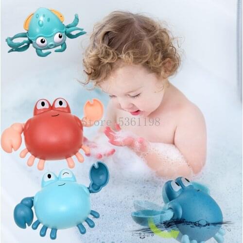 Bath Toys Children Octopus Clockwork Toy Baby Bathing Rope Pulled Crawling Clockwork Crab On Land And Water Boys Girls Toy Gifts