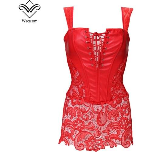 Women Corset Sexy Dress Steampunk Zipper Gothic Bustier Corsets Leather Corset Corselet Corsages Plus Size Bodice