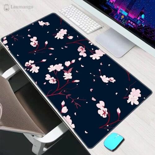 Black Flower Cute Pc Gamer Complete Pad on the Table Anime Mouse Mats Xxl Mousepad Gamers Accessories Gaming Keyboard Mouse Pad