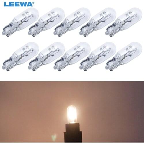 LEEWA 50pcs Warm White Car T6.5 12V 3W Wedge Halogen Bulb External Halogen Lamp Replacement Dashboard Bulb Light #CA1316
