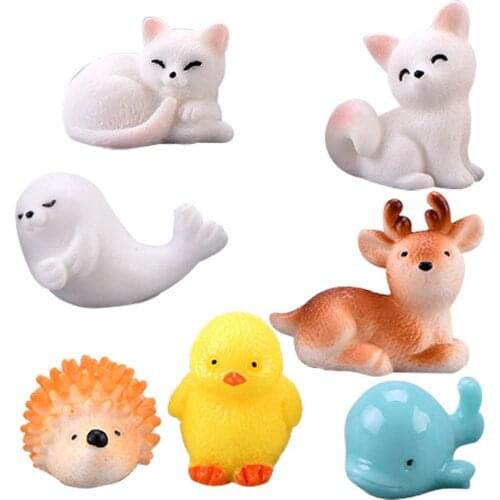 Fox Hedgehog Dolphin Deer Figurine DIY Miniature Bonsai Fairy Garden Ornament