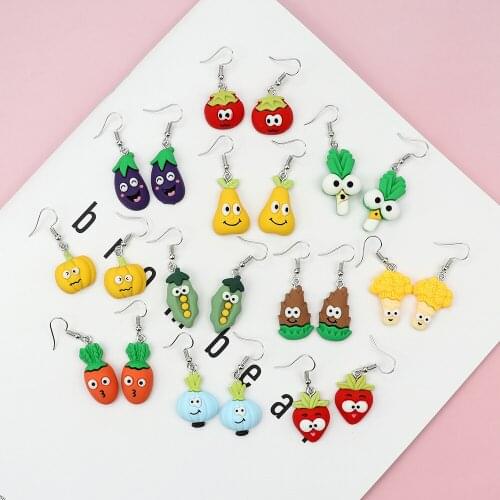 Cute Cartoon Fruit And Vegetable Earrings For Women 2021 Trend New Handmade Creative Hanging Earring Pendant Jewelry Accessories