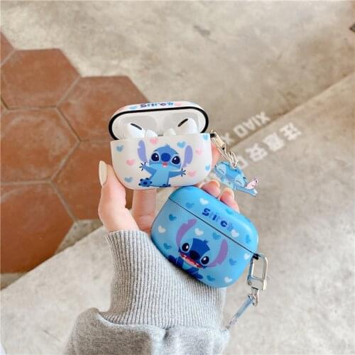 Cartoon Stitch Love Printing Airpods Pro Silicone Protective Cover Cute Apple Bluetooth Headset Cover Soft Case Toy Pendant Gift