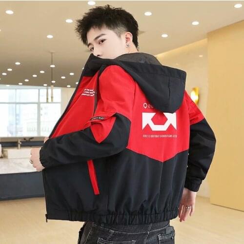 2020 spring autumn clothes Men Jackets Outwear Hooded Coat Slim Hooded Casual Men Jacket Fashion Korean Style printed jacket Men