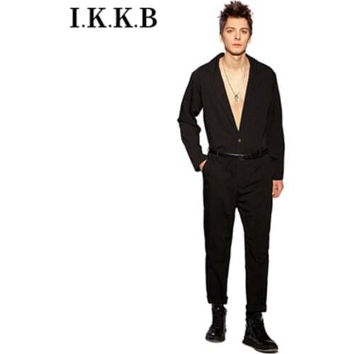 Spring and Autumn Europe and the United States Fashion Mens all-in-one Pants show style personality trend one pants loose slim