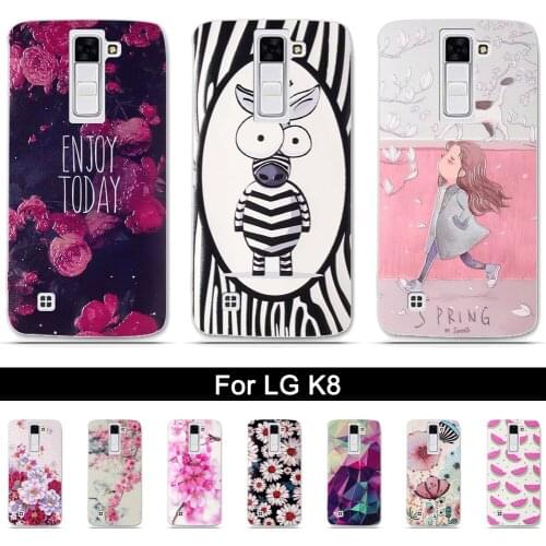 Soft Silicone Phone Case for LG K8 Back 3D Relief Printing Cover for LG K8 Lte K350 K350E K350N 5.0" Painted Pattern Shells Bags