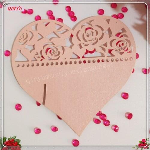 2018 new 50pcs Love Heart Wine Glass Paper Card Laser Cut Escort Cup Name Place Card Birthday Party Wedding Decorations 7ZSH052
