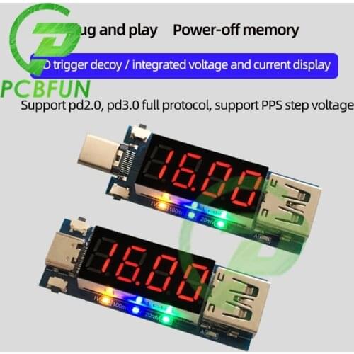 New Type-C Female Head Male Head DC Digital Display Volt Voltage Voltmeter Ammeter PD Fast Charge Trigger Decoy Test Instrument