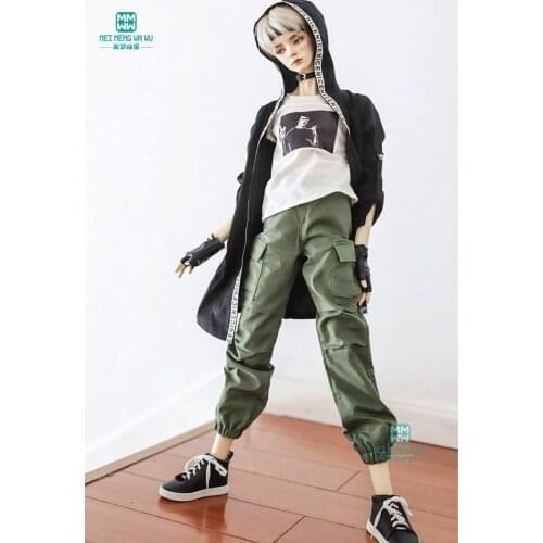 BJD doll clothes fits bjd uncle fashion t-shirt plaid shirt coat Black letter windbreaker coat