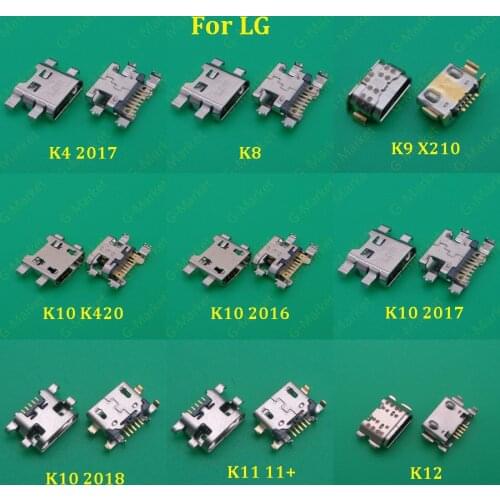 100Pcs For LG K9 X210 LM-X210EM K420 K428 K10 2018 2017 2016 K11 X410E K8 K4 K12 Micro USB 5P Charge Port Socket Jack Connector