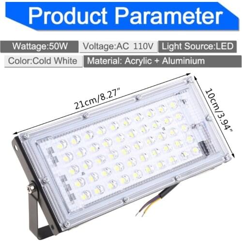 YYSD LED Floodlight Outdoor Spotlight 50W Wall Washer Lamp Reflector IP65 110V