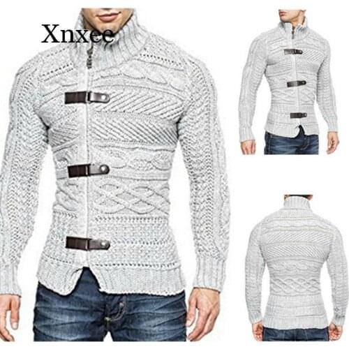 Spring Autumn Men Cardigan Sweater Fashion Men Warm Knitting Sweaters Casual Slim Fit Turtleneck Jumper Men Winter Sweater