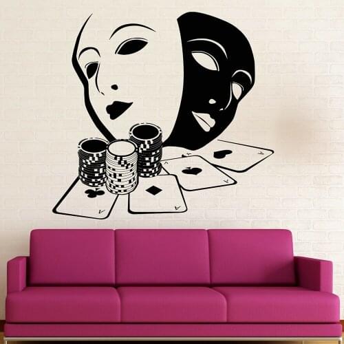 Poker game Wall Sticker Vinyl Decal Poker Cards Casino Gambler Gambling Wall Decals Casinos Decor Home Room Decoration C740