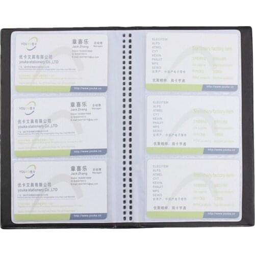 High Capacity 300 Slots Transparent PVC Card Holder Books for Business Journal Name ID Credit Card Black