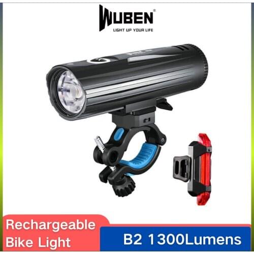 WUBEN B2 Bike Light 1300Lumens Type-C Rechargeable Flashlight Use P9 Led With Battery Portable Bicycle Light For Riding Cycling