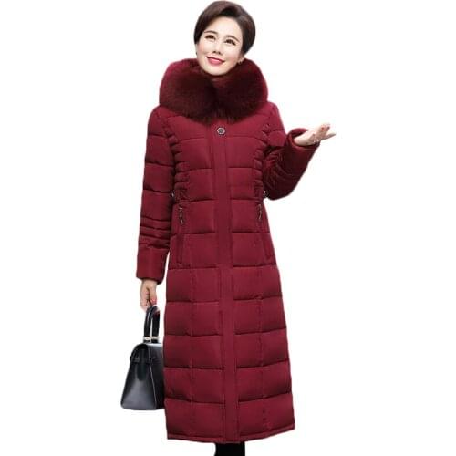 Winter Long Down Cotton Jackets Womens 2019 New Thicken Warm Down Cotton Jacket Coat Female Hooded Padded-cotton Parka Overcoat