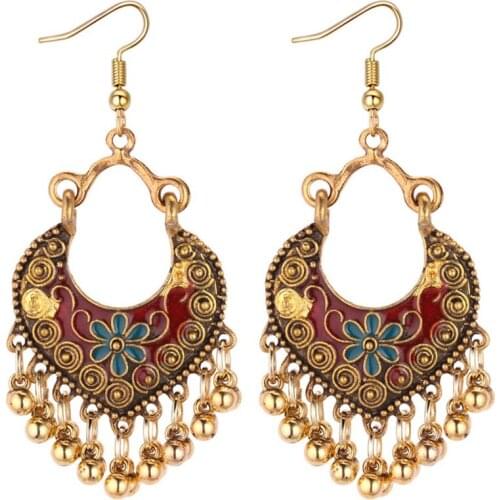 European Style Female Fashion Charm Jewelry Vintage Bohemian Metal Ball Tassel Earrings Drop Earrings For Women Wedding Jewelry