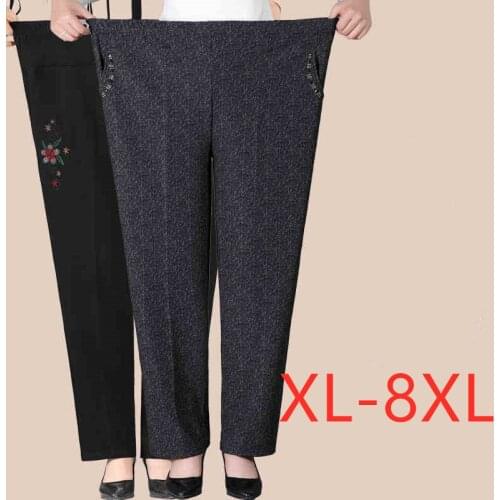 Middle-aged Plus velvet Trousers Women New Casual Loose Elastic Waist Women Pants Plus size XL-8XL Warm Female Winter Pants
