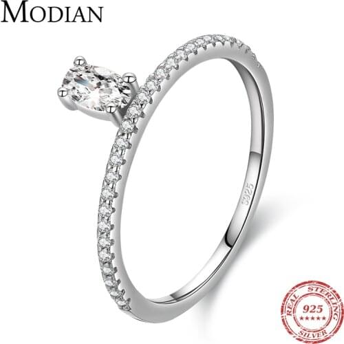 Modian 100% 925 Sterling Silver AAAAA Zirconia Oval Crown Elegant Finger Ring For Women Female Wedding Engagement Fine Jewelry