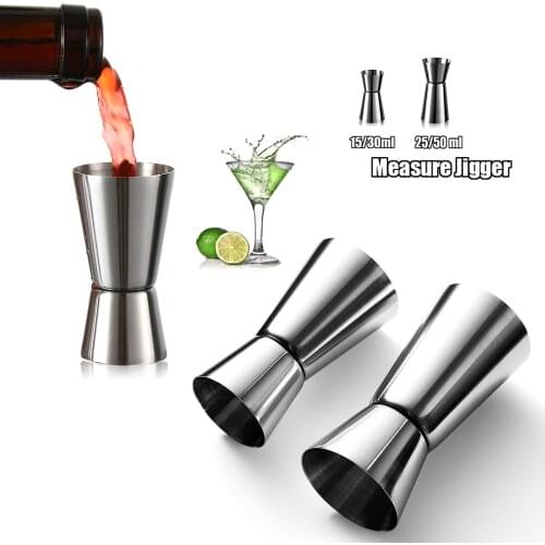 1PC 15/30ml 25/50ml Stainless Steel Dual Shot Measure Jigger Cup Cocktail Shaker Drink Spirit Barware Kitchen Gadgets Household