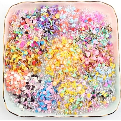 100g Mixed Animal Flower Slices Pearl Beads Polymer Hot Clay Sprinkles for Crafts DIY Tiny Cute plastic klei Accessories 5mm