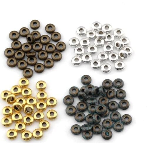 Hot ! 100Pcs Zinc Alloy 4 Color Tiny Disc Spacers Beads For Jewelry Making Bracelet Necklace DIY Accessories 2mmx5mm za123