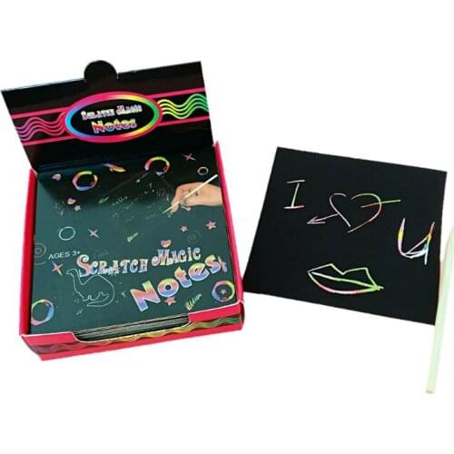 100PCS Rainbow Scratch Art Mini Notes With Wooden Stylus Scraping Drawing Toys Arts And Crafts For Girls Boys Christmas Gifts