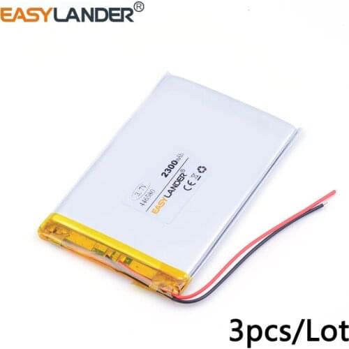3pcs /Lot 3.7v lithium Li ion polymer rechargeable battery 2300mAh 446580 For DIY MP5 Tablet PC E-Book Mobile Power video game