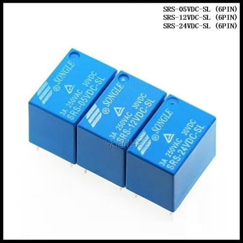 5pcs/Lot SONGLE Power Relay SRS-05VDC-SL , SRS-12VDC-SL , SRS-24VDC-SL 6Pin 5V 12V 24V 4100F