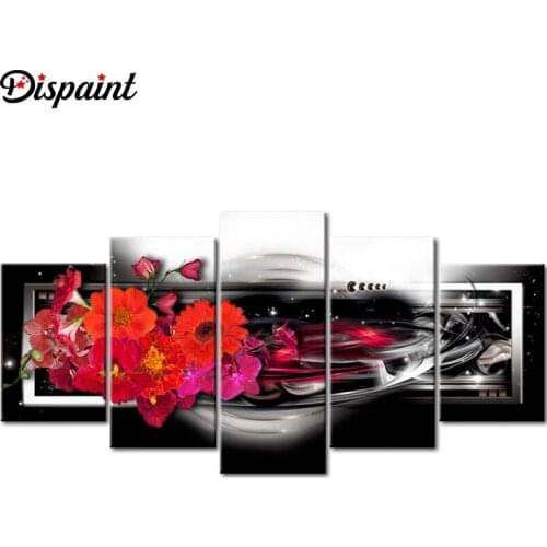 Dispaint 5pcs Full Square/Round Drill 5D DIY Diamond Painting "Flower orchid" Multi-picture Combination Embroidery 5D Decor