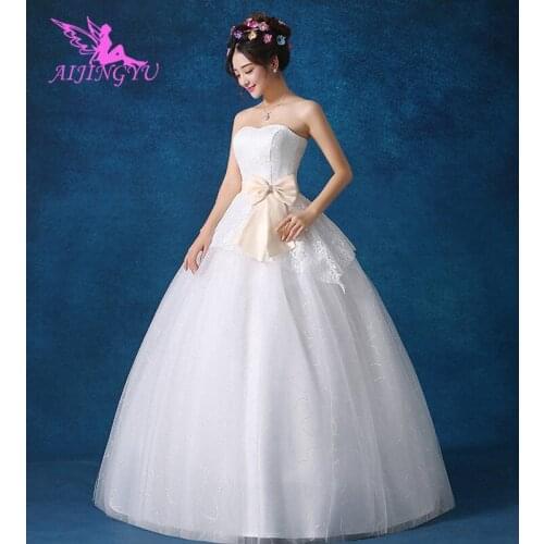 AIJINGYU 2021 marriage Customized new hot selling cheap ball gown lace up back bride dresses wedding dress FU146
