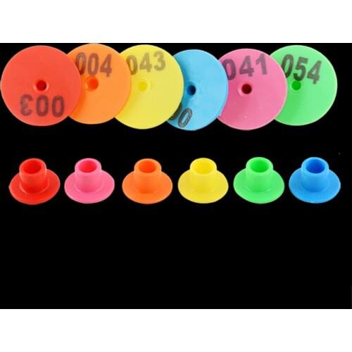30PCS Sheep Rabbit Goat Pig Ear Tag With The Word Ear Laser Typing Copper Head Earrings 6 Colour Farm Animal Identification Card